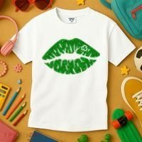 Lucky St Patrick's Day Lips Kiss Kids T-Shirt thumb 3