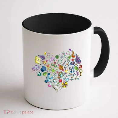 Love Science Pattern Heart Coffee Mug back