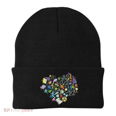 Love Science Pattern Heart Beanie