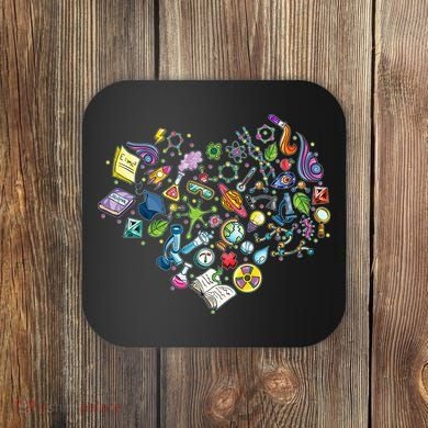 Love Science Pattern Heart Coaster