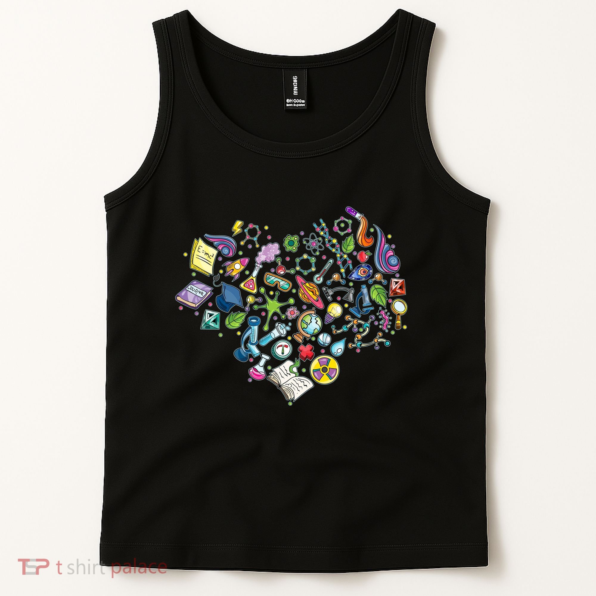 Love Science Pattern Heart Tank Top