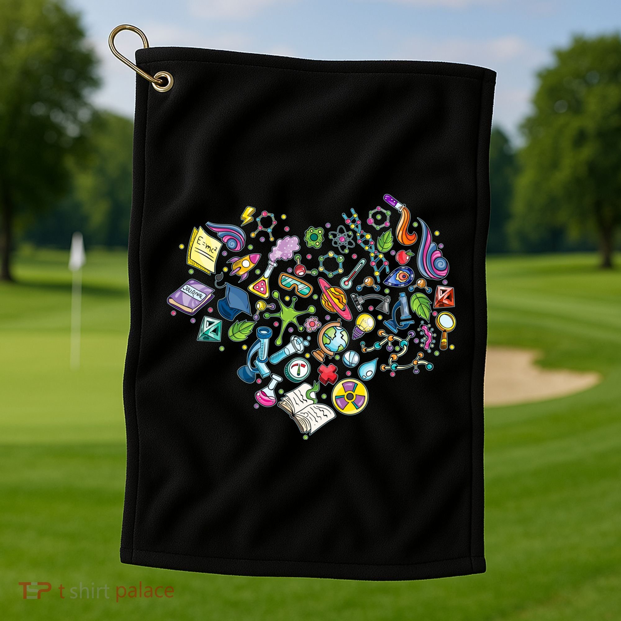 Love Science Pattern Heart Golf Towel