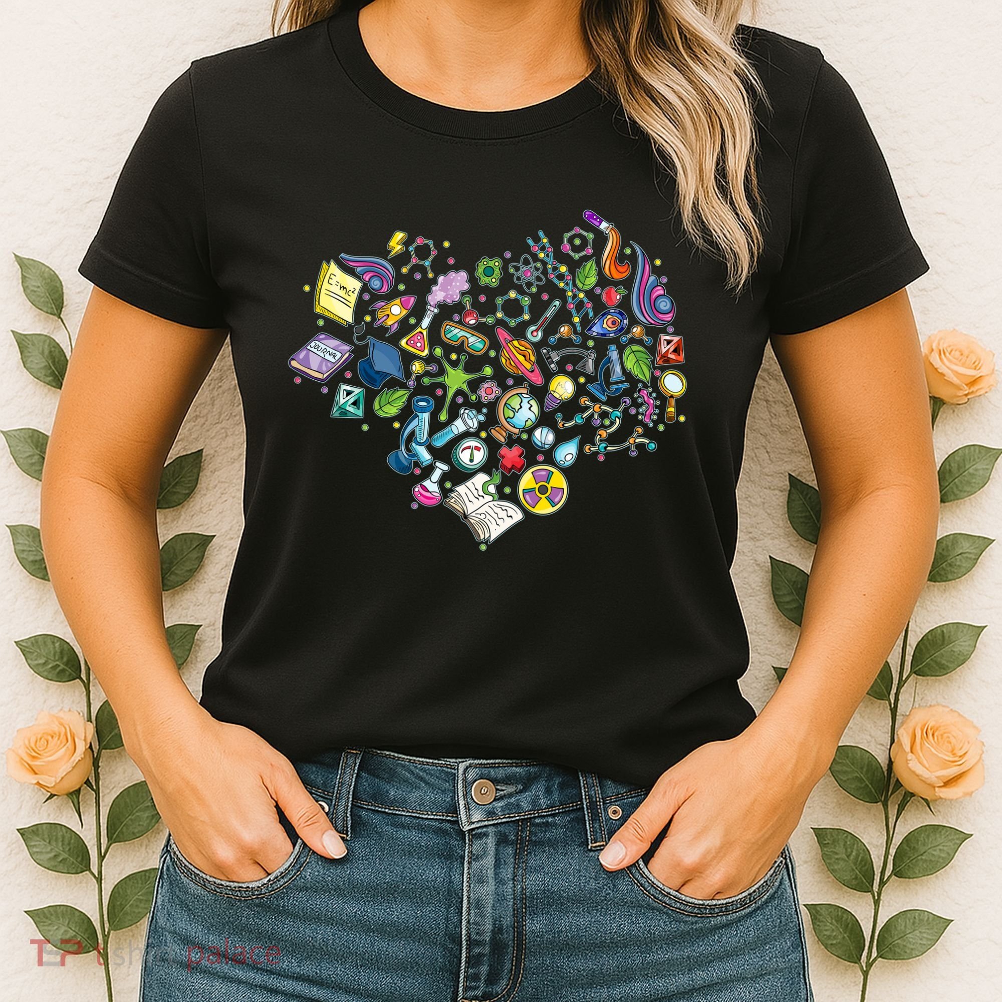 Love Science Pattern Heart Women's T-Shirt