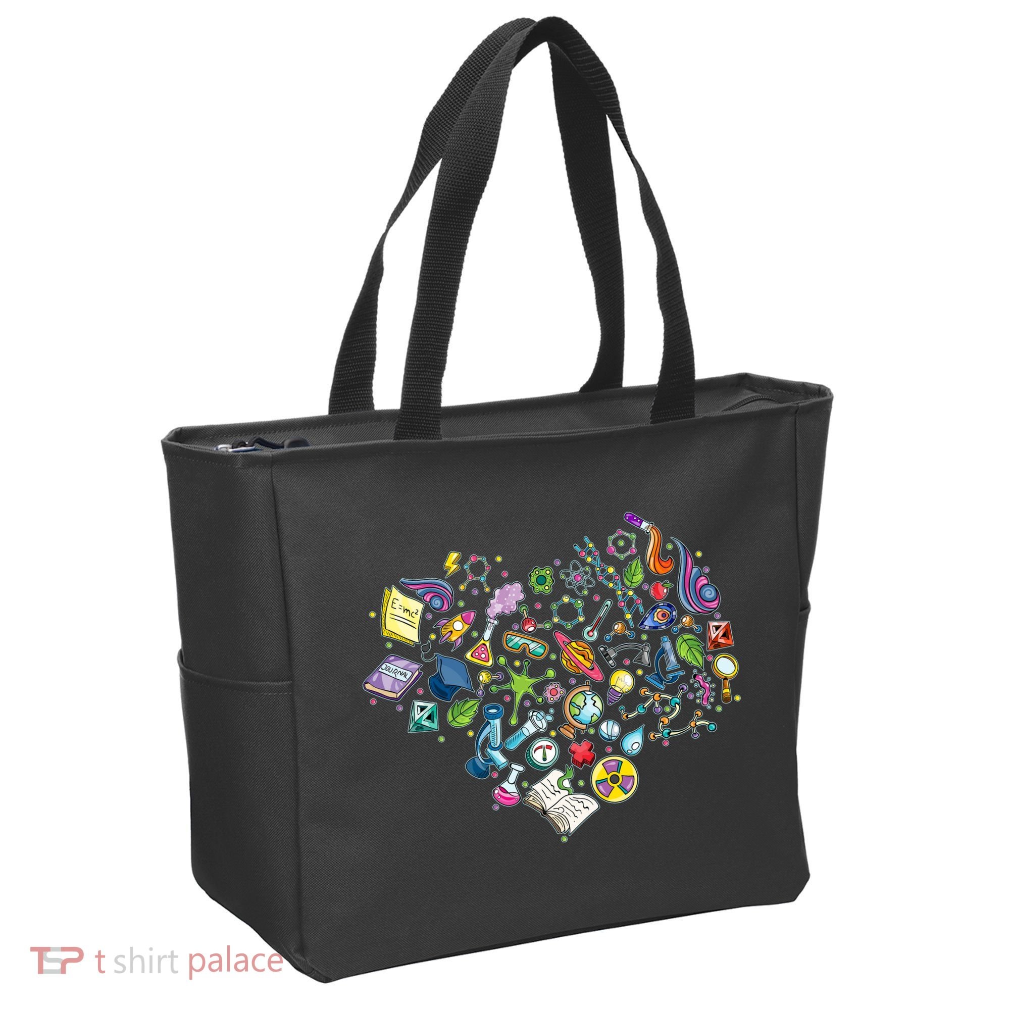 Love Science Pattern Heart Tote Bag