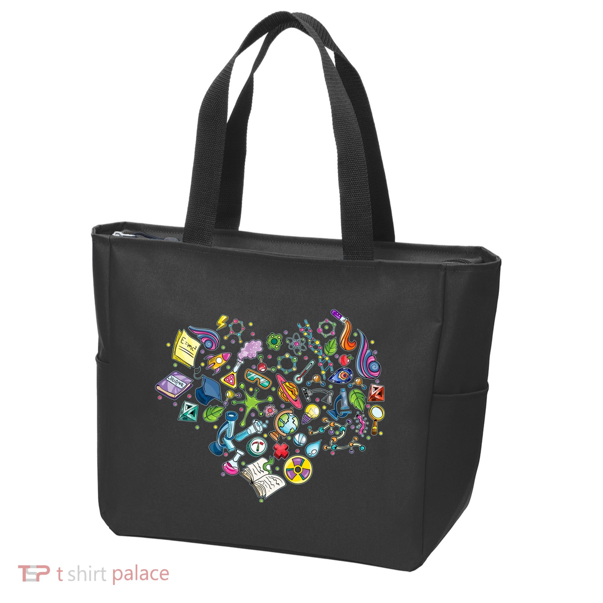 Love Science Pattern Heart Tote Bag