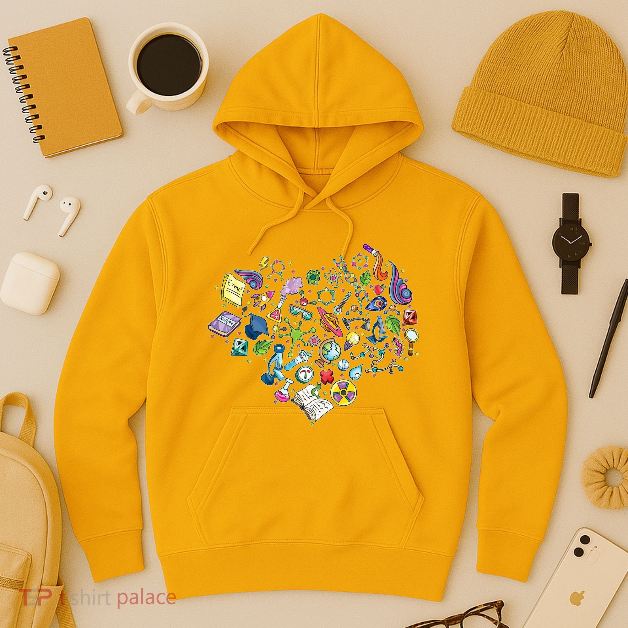 Love Science Pattern Heart Hoodie