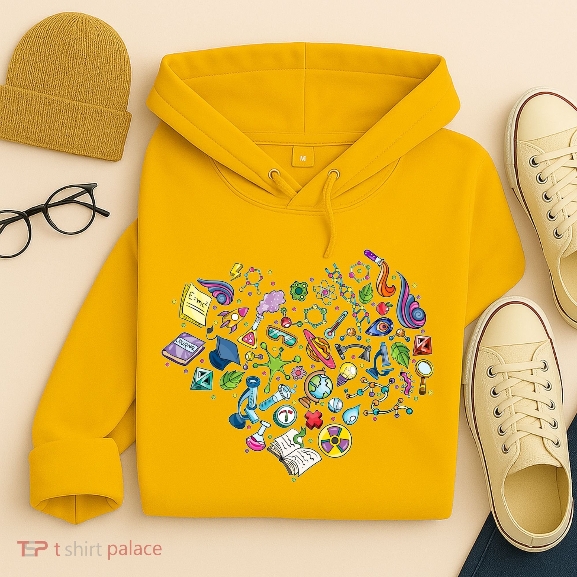 Love Science Pattern Heart Hoodie