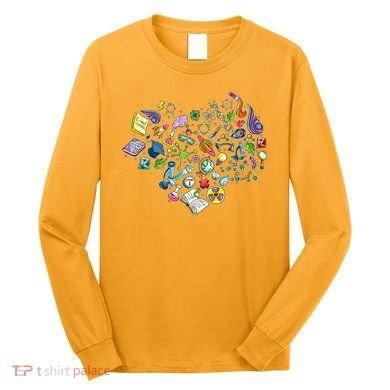 Love Science Pattern Heart Long Sleeve Shirt