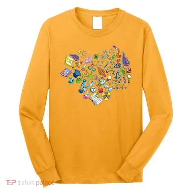 Love Science Pattern Heart Long Sleeve Shirt