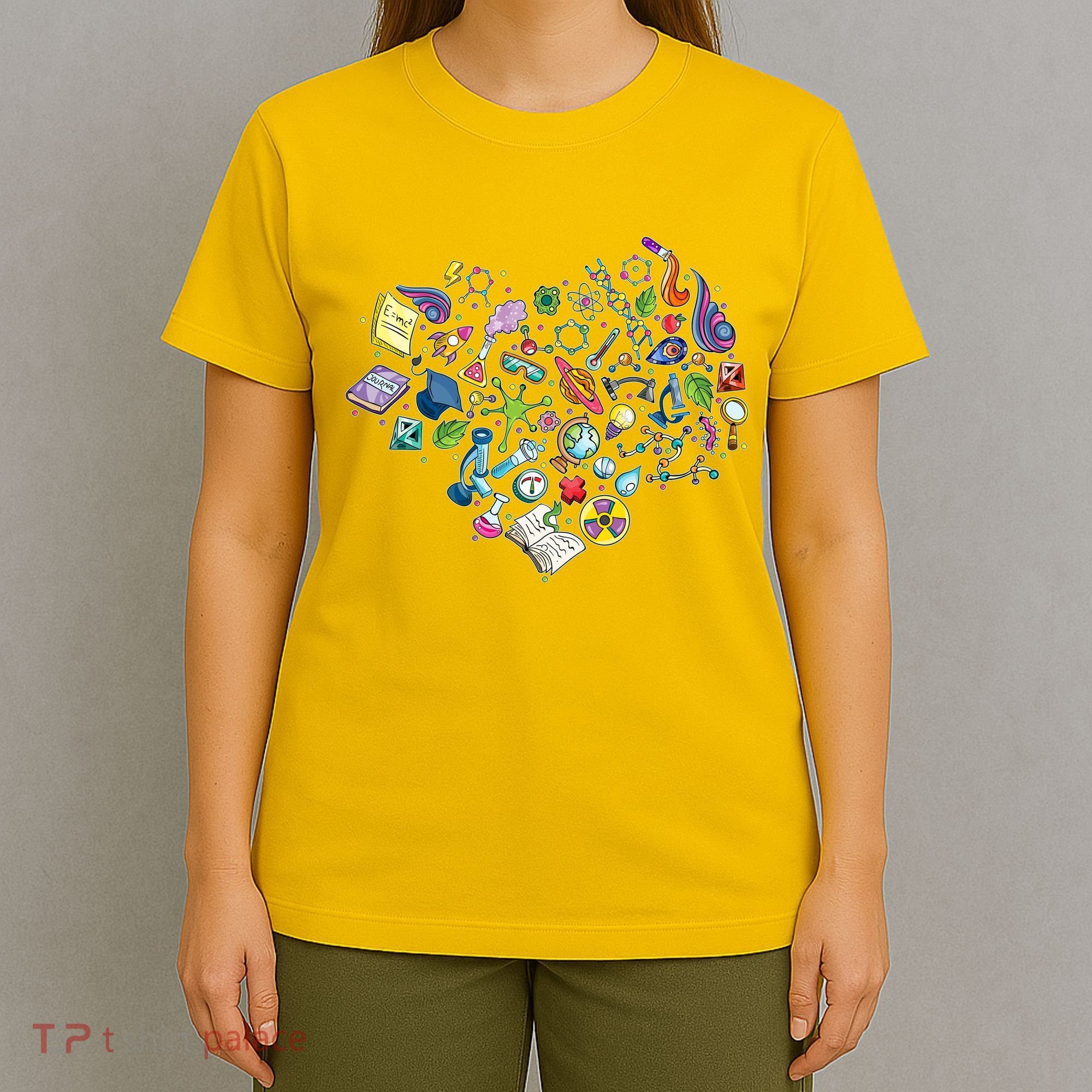 Love Science Pattern Heart T-Shirt