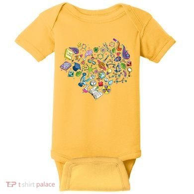 Love Science Pattern Heart Baby Bodysuit