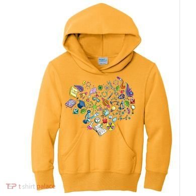 Love Science Pattern Heart Kids Hoodie