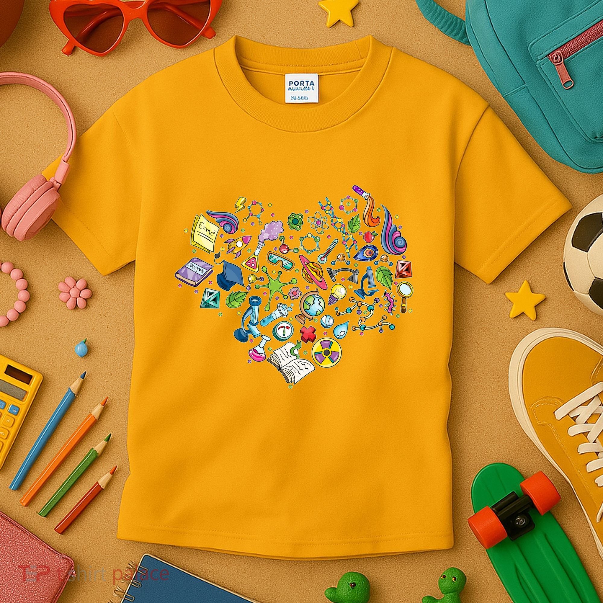 Love Science Pattern Heart Kids T-Shirt