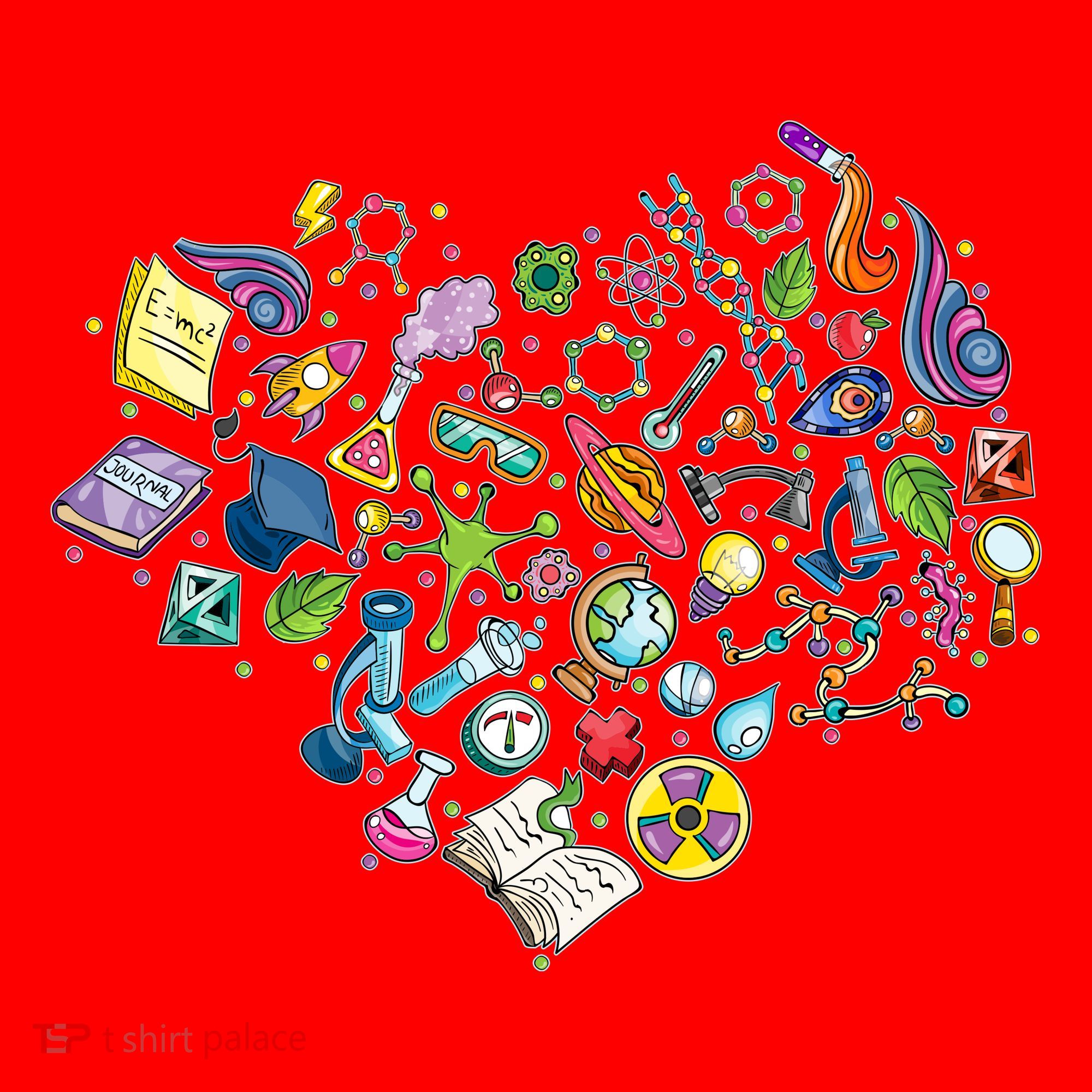 Love Science Pattern Heart Santa Hat