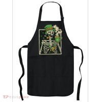 Lucky Saint Patrick's Day Skeleton Drinking Shamrock Coffee Apron thumb 0