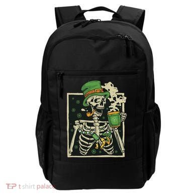 Lucky Saint Patrick's Day Skeleton Drinking Shamrock Coffee Backpack