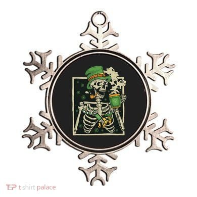 Lucky Saint Patrick's Day Skeleton Drinking Shamrock Coffee Ornament