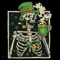 Lucky Saint Patrick's Day Skeleton Drinking Shamrock Coffee Women's Long Sleeve Shirt thumb 2