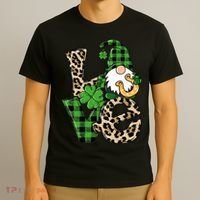 Love St Patricks Day Leopard Checkered Irish Gnome T-Shirt thumb 3