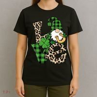 Love St Patricks Day Leopard Checkered Irish Gnome T-Shirt thumb 4