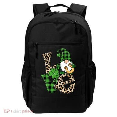 Love St Patricks Day Leopard Checkered Irish Gnome Backpack