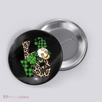 Love St Patricks Day Leopard Checkered Irish Gnome Button thumb 0