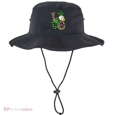 Love St Patricks Day Leopard Checkered Irish Gnome Bucket Hat