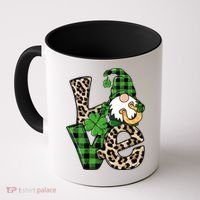 Love St Patricks Day Leopard Checkered Irish Gnome Coffee Mug thumb 0