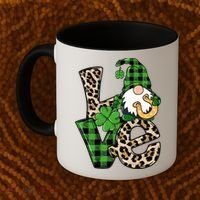 Love St Patricks Day Leopard Checkered Irish Gnome Coffee Mug thumb 2