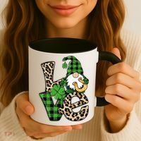 Love St Patricks Day Leopard Checkered Irish Gnome Coffee Mug thumb 3
