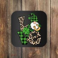 Love St Patricks Day Leopard Checkered Irish Gnome Coaster thumb 0