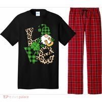 Love St Patricks Day Leopard Checkered Irish Gnome Pajama Set thumb 0