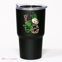 Love St Patricks Day Leopard Checkered Irish Gnome Tumbler thumb 0