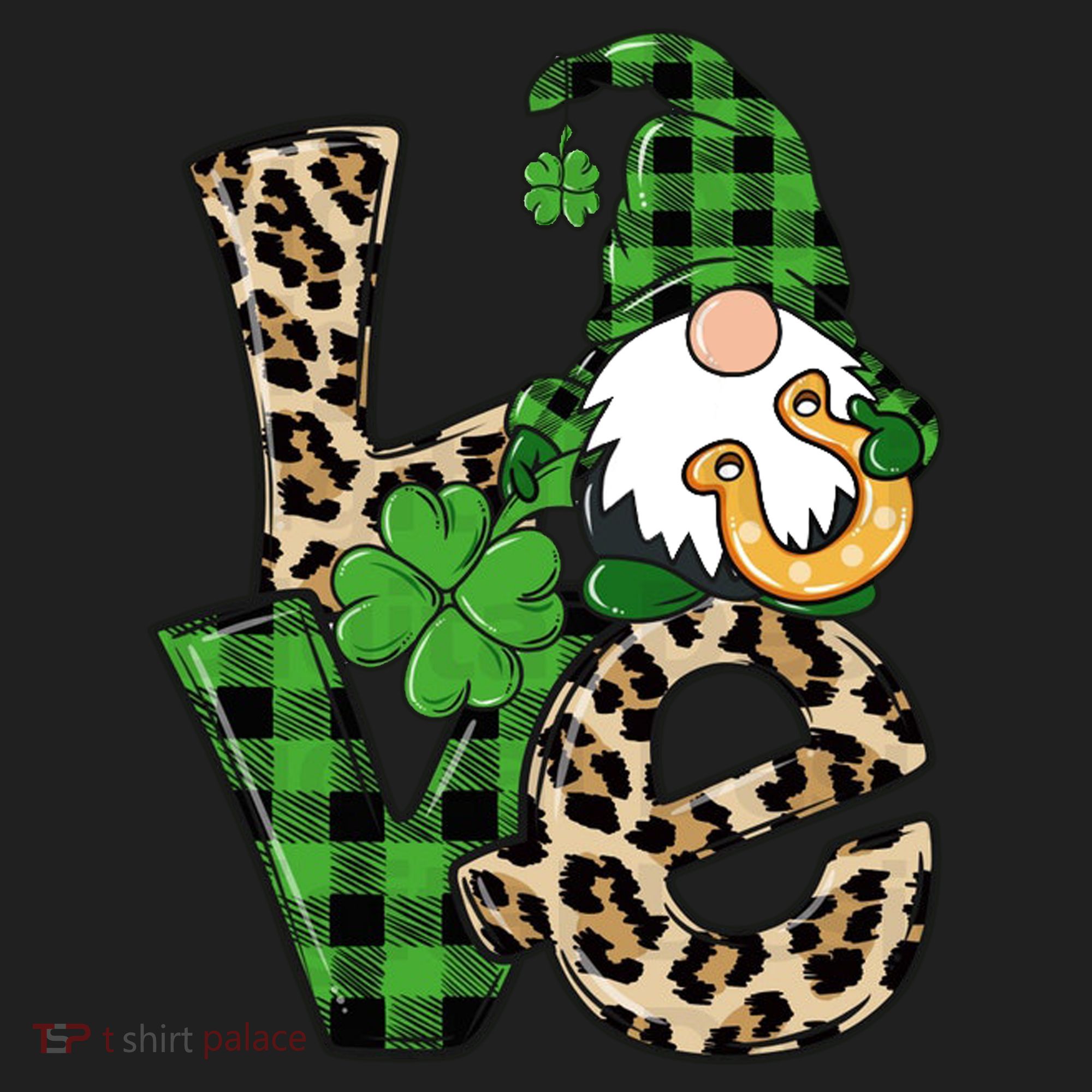 Love St Patricks Day Leopard Checkered Irish Gnome Tumbler