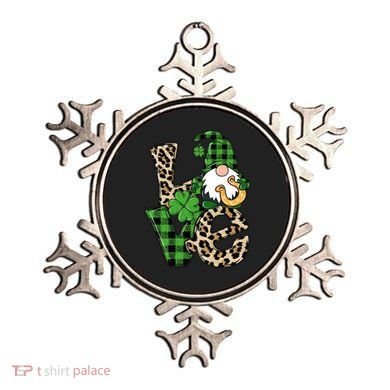 Love St Patricks Day Leopard Checkered Irish Gnome Ornament