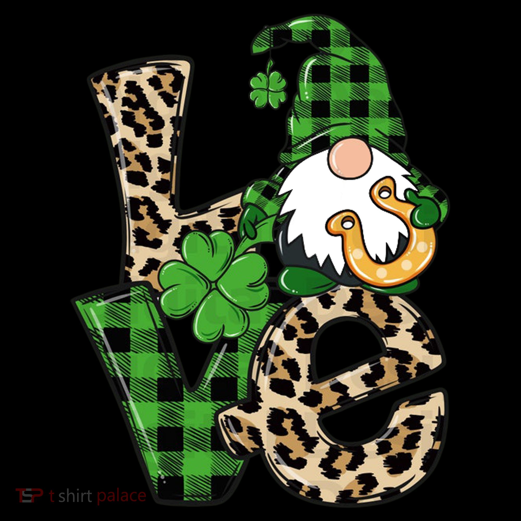 Love St Patricks Day Leopard Checkered Irish Gnome Women's Tank Top