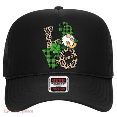 Love St Patricks Day Leopard Checkered Irish Gnome Hat
