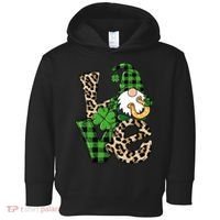 Love St Patricks Day Leopard Checkered Irish Gnome Toddler Hoodie thumb 0
