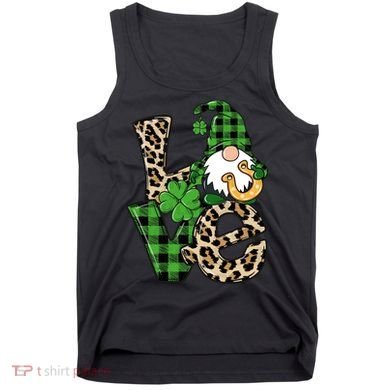 Love St Patricks Day Leopard Checkered Irish Gnome Tank Top