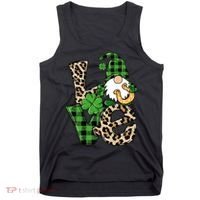 Love St Patricks Day Leopard Checkered Irish Gnome Tank Top thumb 0