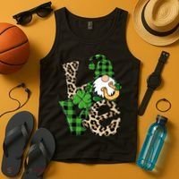 Love St Patricks Day Leopard Checkered Irish Gnome Tank Top thumb 4
