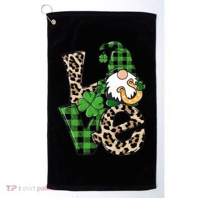 Love St Patricks Day Leopard Checkered Irish Gnome Golf Towel