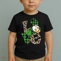 Love St Patricks Day Leopard Checkered Irish Gnome Toddler T-Shirt thumb 2