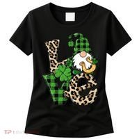 Love St Patricks Day Leopard Checkered Irish Gnome Women's T-Shirt thumb 0
