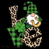 Love St Patricks Day Leopard Checkered Irish Gnome Women's T-Shirt thumb 6