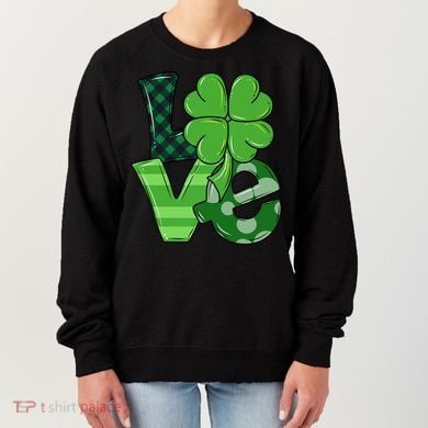 Love St Patricks Day Pattys Irish Clover Women's Sweatshirt