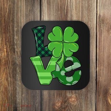 Love St Patricks Day Pattys Irish Clover Coaster