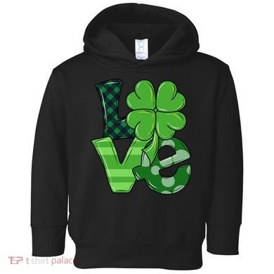 Love St Patricks Day Pattys Irish Clover Toddler Hoodie