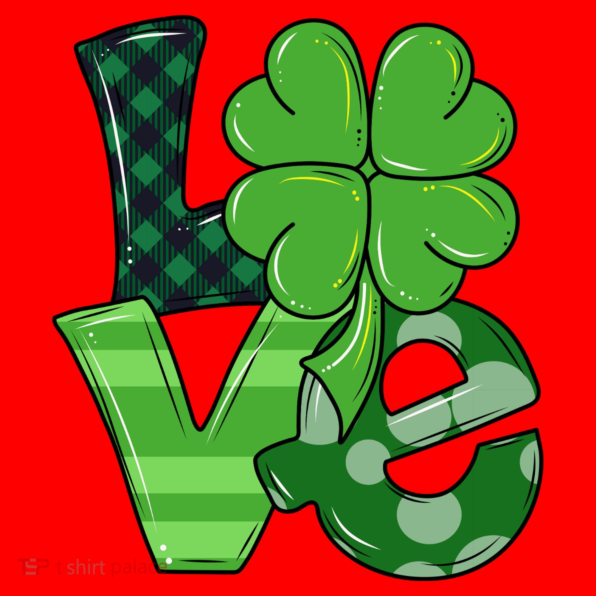 Love St Patricks Day Pattys Irish Clover Santa Hat