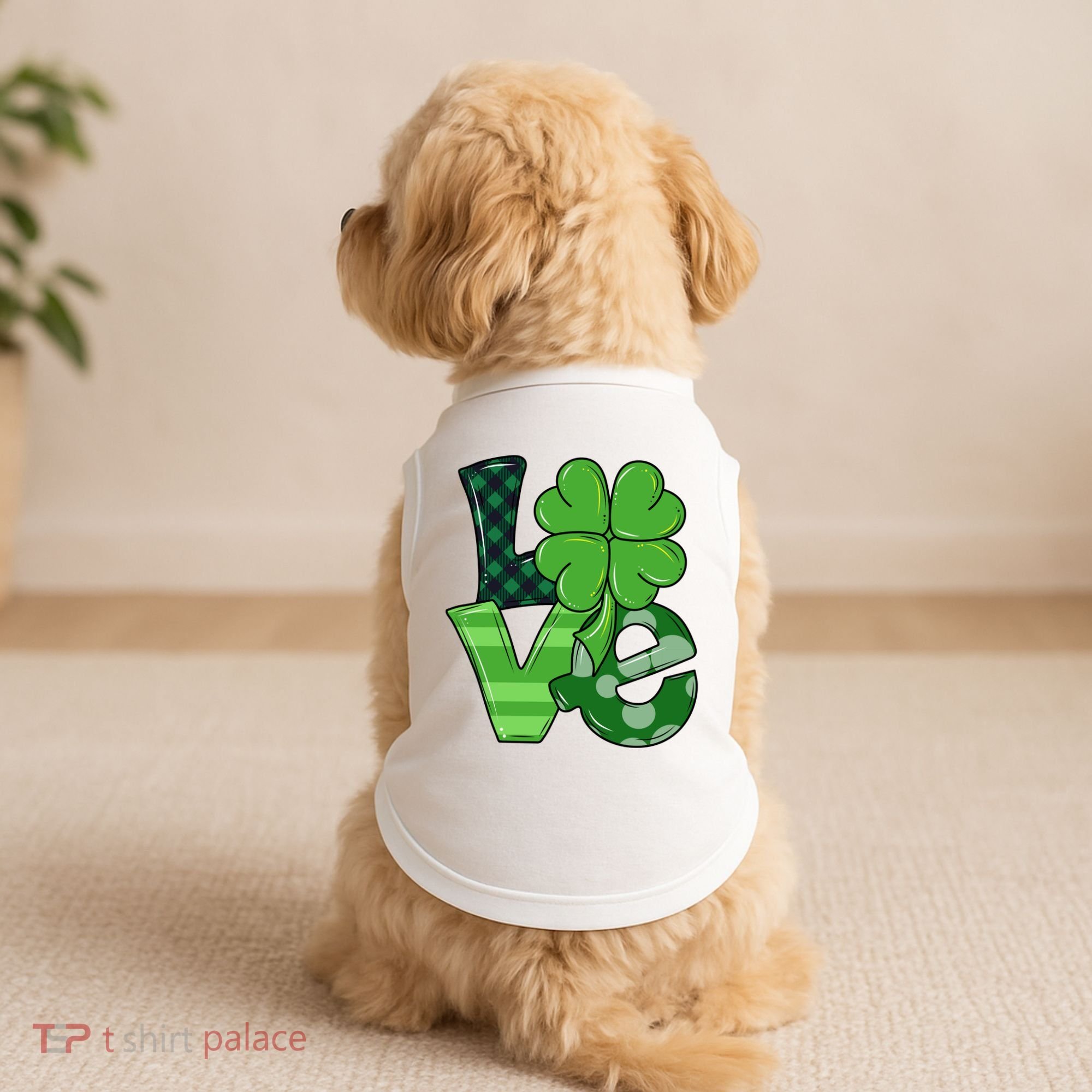 Love St Patricks Day Pattys Irish Clover Doggie Tank